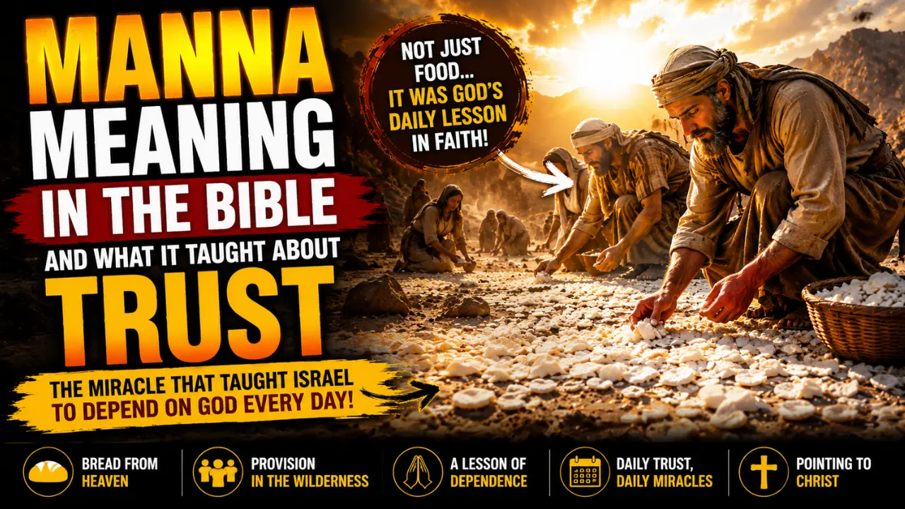 Dramatic Christian artwork showing manna from heaven during the wilderness journey in the Bible