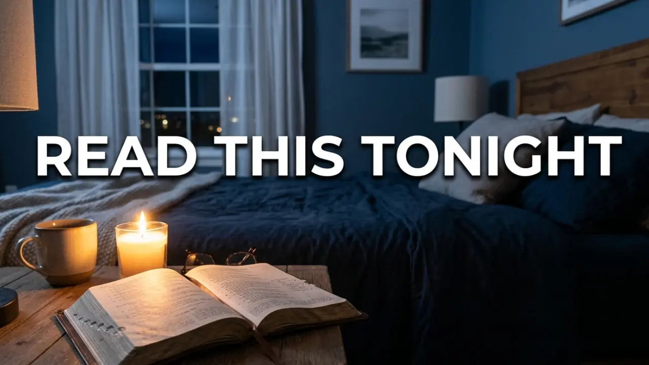 Open Bible at night representing Psalm 91 prayer before sleep