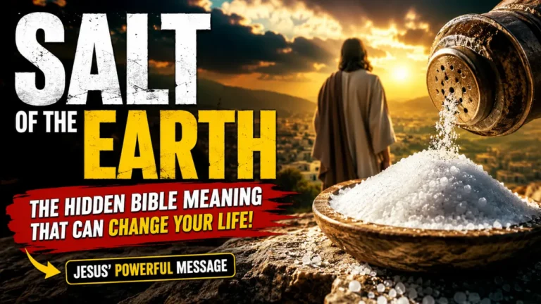 Salt of the Earth Bible meaning feature image with Jesus figure, salt pouring from shaker, dramatic sunset