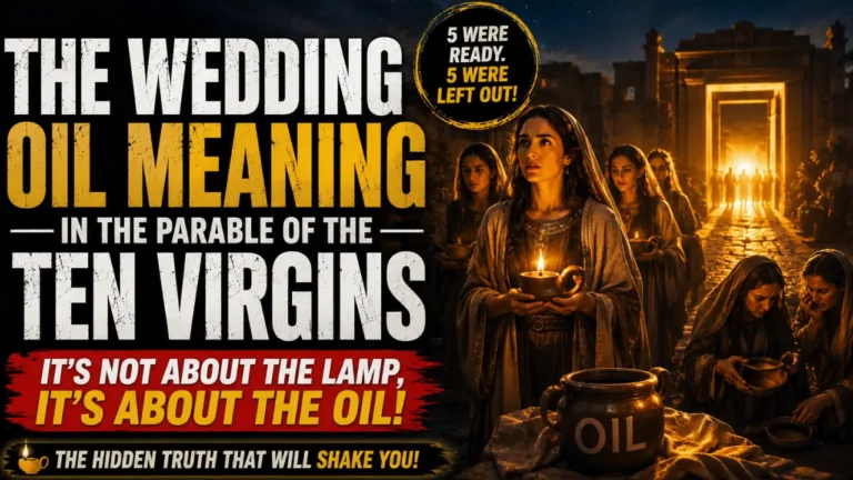 Cinematic illustration of the wedding oil in the Parable of the Ten Virgins showing wise and foolish virgins with lamps awaiting the Bridegroom at night.