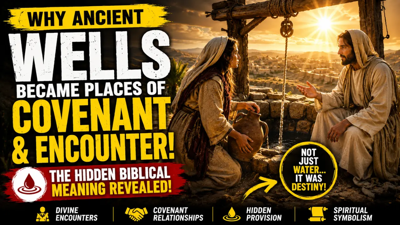 Christian feature image of a biblical well during sunset symbolizing living water and spiritual encounter with God