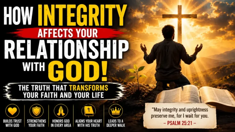 A visual representation of how integrity deepens a believer's relationship with God through trust, obedience, sincerity, faithfulness, and wholehearted devotion.
