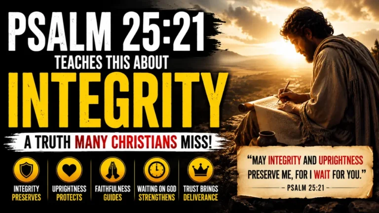 Believer reflecting on Scripture at sunrise symbolizing integrity, faithfulness, and trust in God from Psalm 25:21.