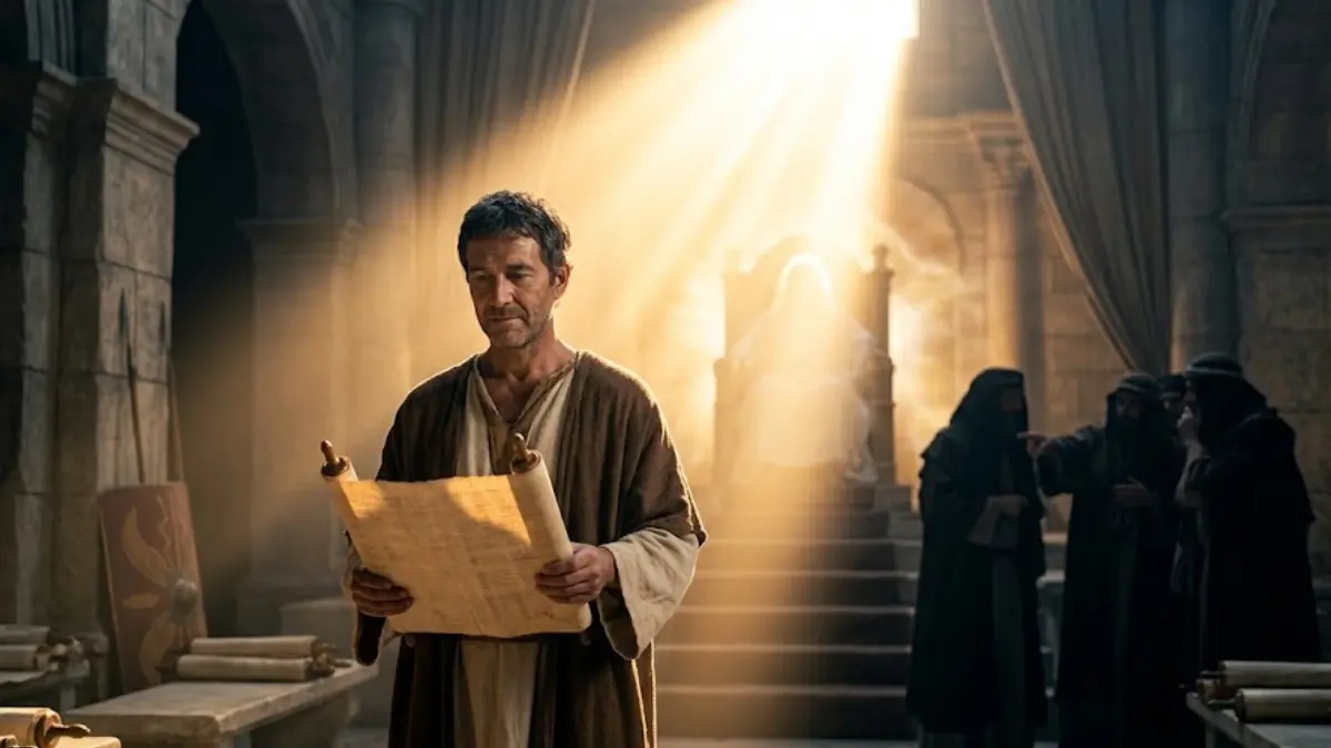 King David bringing his case before God in a heavenly courtroom, showing the Rib meaning in Psalm 35.