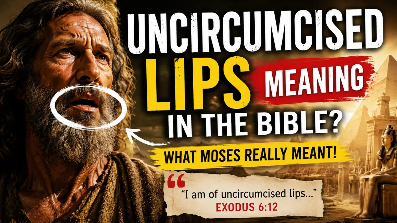 Cinematic illustration of Moses in Egypt looking distressed while speaking, representing the biblical meaning of “uncircumcised lips” from Exodus 6:12 and Moses’ fear of speaking before Pharaoh.