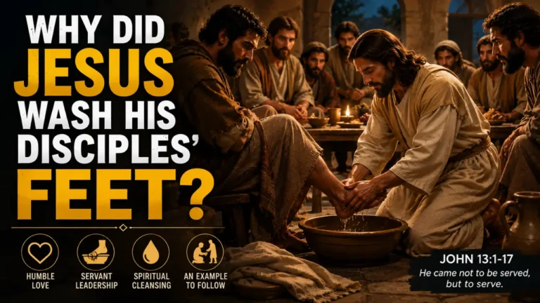Jesus washing the disciples’ feet shows that His followers must receive His cleansing and serve others with humble love, not pride in daily life.