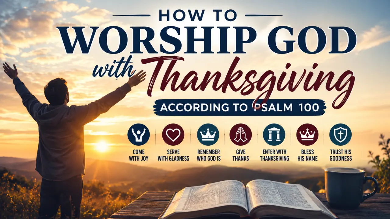 Learn a simple Psalm 100 worship pattern that helps you thank God with joy, remember who He is, bless His name, and trust His goodness.
