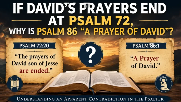 Psalm 72:20 saying David’s prayers are ended compared with Psalm 86, titled A Prayer of David, beside an open Bible